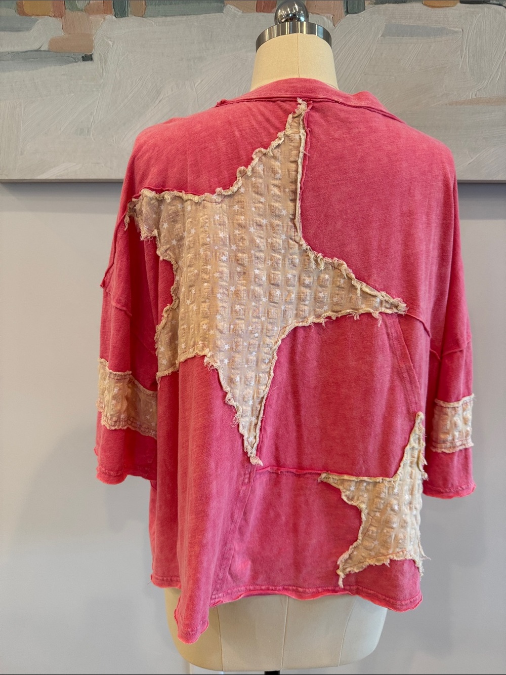 Oli & Hali Hot Pink Star Appliqué Boxy Sweatshirt- very generous size! - Picture 5 of 11